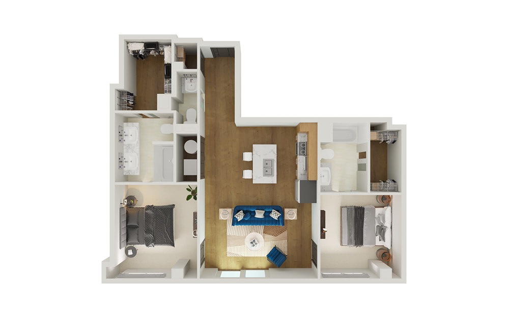 Type 10 - 2 bedroom floorplan layout with 2.5 bathrooms and 1149 square feet