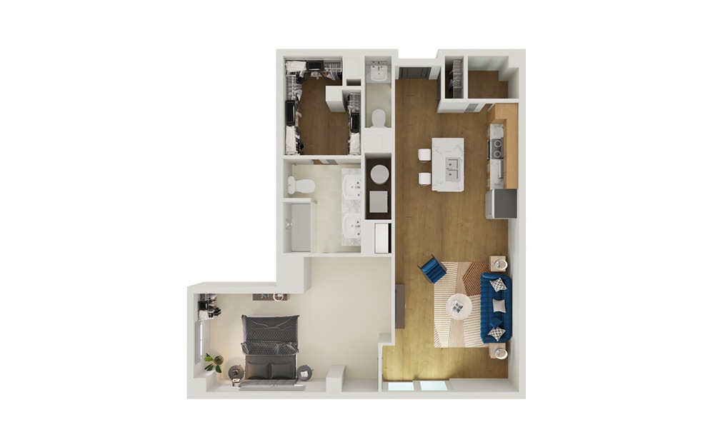 Type 11A - 1 bedroom floorplan layout with 1.5 bath and 1015 square feet.